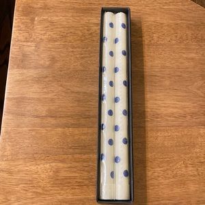 Mackenzie-Childs Glow Beeswax blend Navy Set of Two Dinner Candles. 12”
